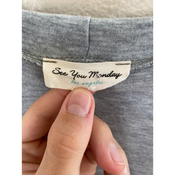 See‎ You Monday Gray Side-Knot Short-Sleeve Tunic Dress S Lightweight Polyester - Picture 3 of 7